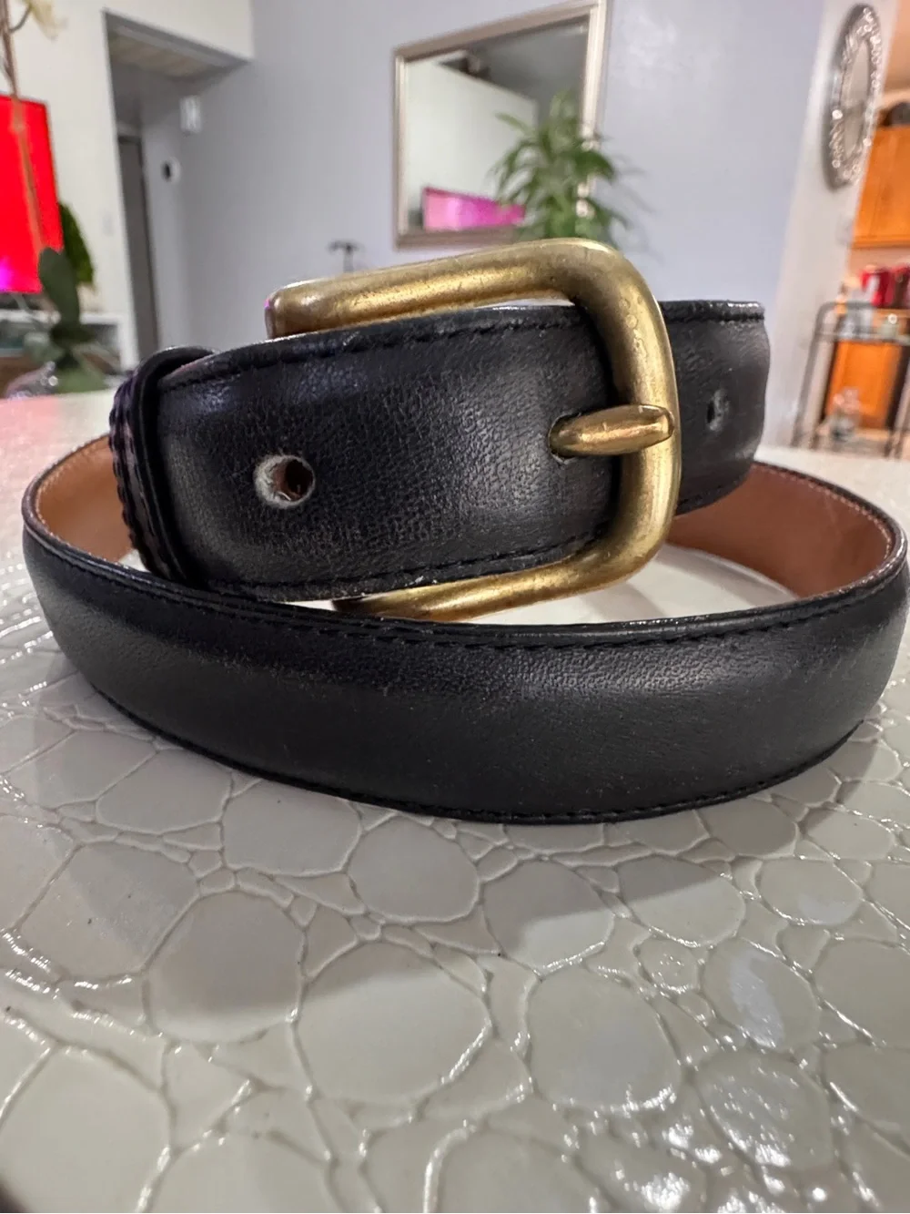 Coach vintage black leather belt brass hardware - Picture 3 of 10